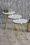 Nesting Table And Center Table Ellipse Set Double Gold White Wire