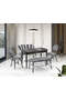 Set Tavolo Vegas Marmo Nero & Panche Gözde Nere HDR1273