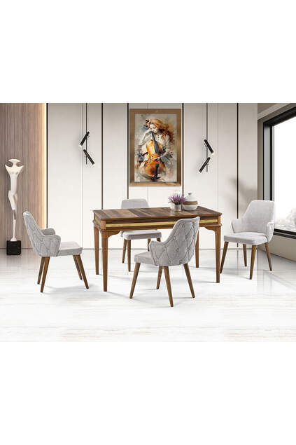 Elkamet Walnut Table & Drop Chair Set HDR1217 Elkamet Walnut Table & Drop Chair Set HDR1217