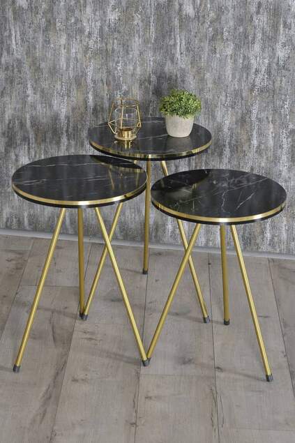 Nesting Table And Center Table Kr Set Double Gold Bendir Wire