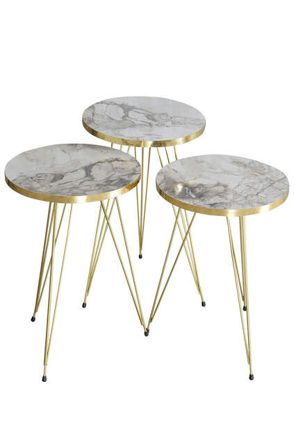 Nesting Table Gold Cream Wire