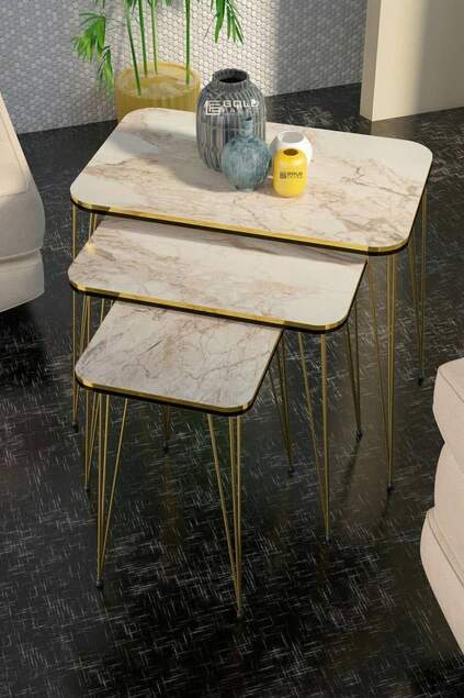 Nesting Table Kr And Center Table Kr Set Double Gold Efes Wire