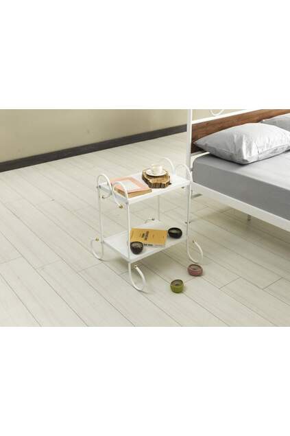 Bitez Metal Bed Frame 160x200 ARM083 White + Walnut