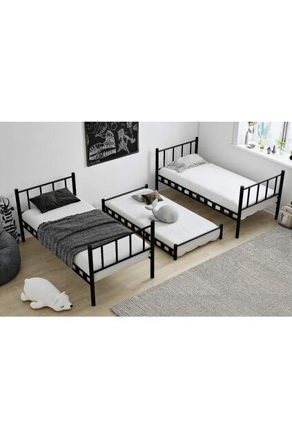 Letto A Castello Giglio Con Letto Estraibile 90x190 ARM037 Nero