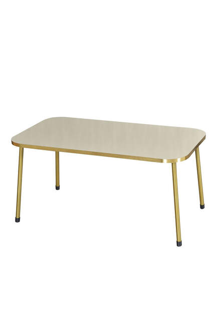 Center Table Cream Cr Metal Leg Gold