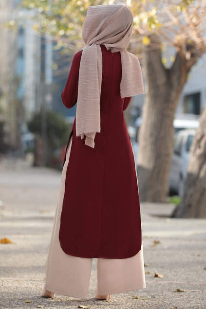 Bordo Renk Hayat Tunik