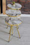 Nesting Table 3-Set Gold Metal Leg Cream Gold