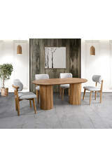 Pearl Oval Table & Atlas Natural Chair Set HDR1209