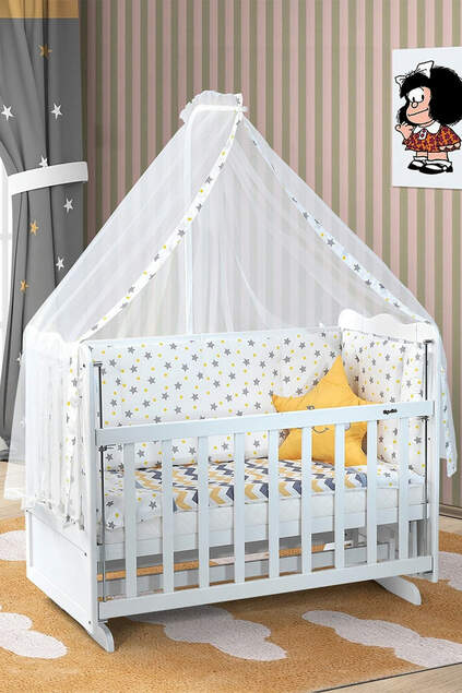 White Mother's Side Crib Bedstead