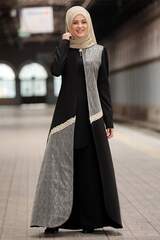 Colore nero Abaya argentato