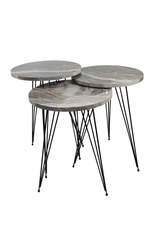 Gamba in filo metallico per tavolo impilabile, modello in marmo grigio, diametro 38 cm