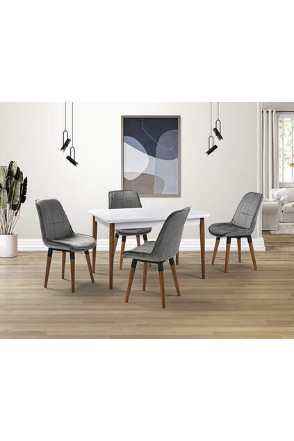 Mix White Table & Gamze Chair Set HDR1257