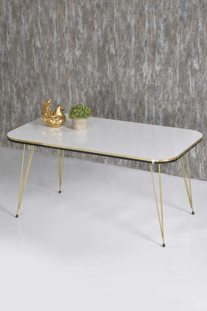 Center Table Cr Double Gold White Wire Leg