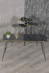 Nesting Table And Center Table Kr Set Black Wire Leg Double Gold White