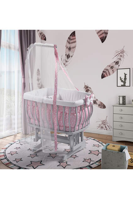 Gray Basket Crib Pink