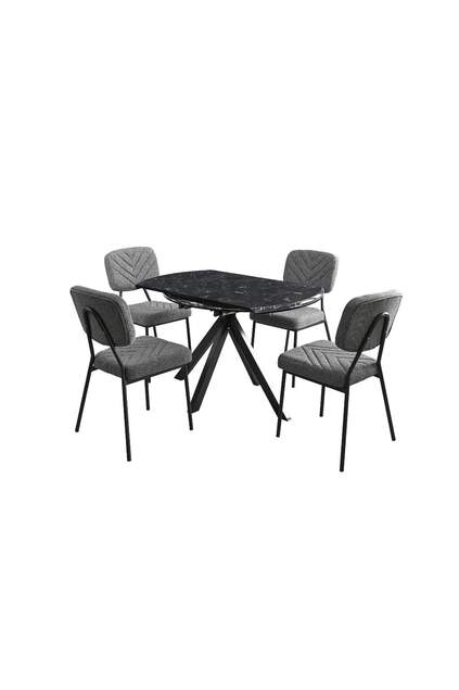 Set Tavolo Rotondo Round Marmo Nero & Sedie Vira HDR1283