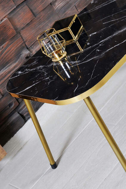 Nesting Table And Center Table Combined Set Gold Efes