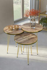 Nesting Table Double Gold Walnut Wire