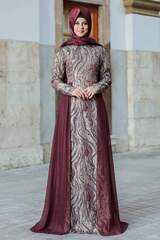 Claret Red Silbrig Abendkleid