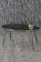 Nesting Table And Center Table Ellipse Set Black Wire Leg Double Gold White