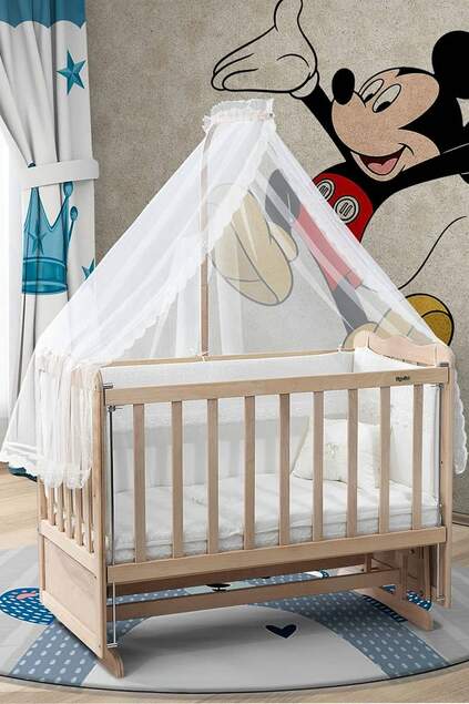 Doğal Ahşap Anne Yanı Beşik Karyola Doğal Ahşap Anne Yanı Beşik Karyola