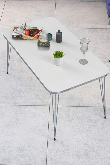 Nesting Table Square And Center Table Square Set Silver White Wire