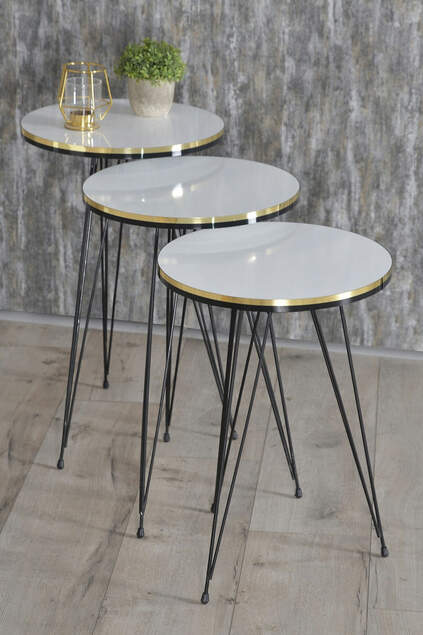 Nesting Table Black Wire Leg Double Gold Ephesus