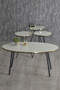 Nesting Table And Center Table Ellipse Set Black Wire Leg Gold White