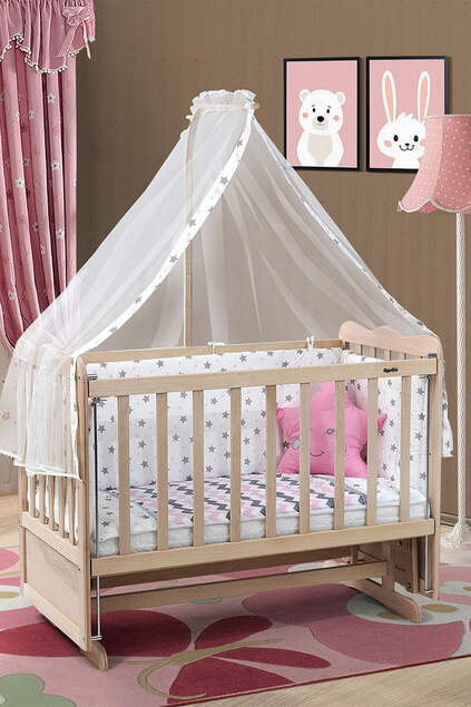 Natural Wooden Mother's Side Crib Bedstead