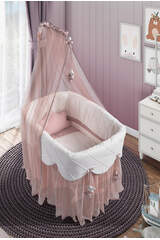 White Basket Crib Luxury Pink