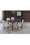 Vegas Black Marble Table & Gozde Black Chair Set HDR1262