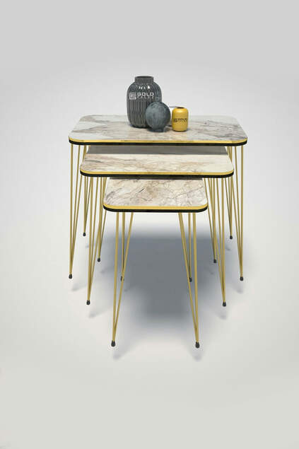 Nesting Table Square Double Gold Efes Wire