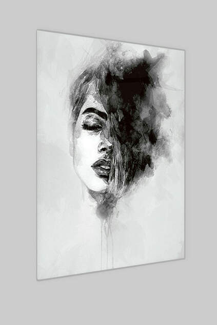 Black and White Glass Painting