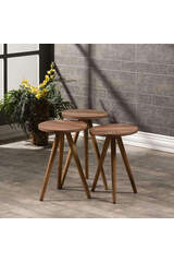 Nesting Table 3 Pcs Wooden Turned Leg Walnut