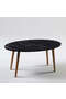 Center Table Wood Lathe Ellipse Black Marble Pattern
