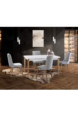 Valenta White Table & Patrik Chair Set HDR1221