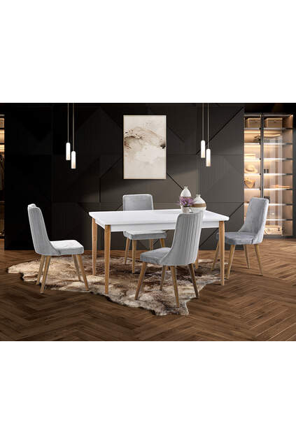 Valenta White Table & Patrik Chair Set HDR1221