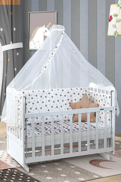 Beyaz Anne Yanı Beşik Karyola Beyaz Anne Yanı Beşik Karyola