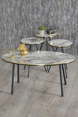 Set tavolo e centrotavola impilabile Ellipse Gamba in metallo nero Double Gold Efes