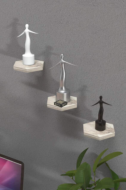 Sechseckiges Wandregal, 3-teilig Sechseckiges Wandregal, 3-teilig