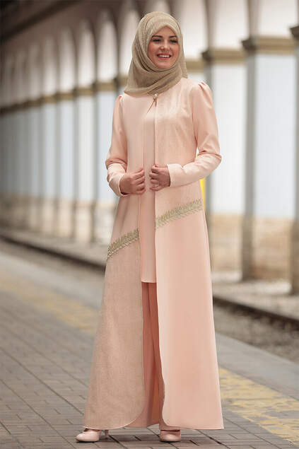 Puderfarbe silbrige Abaya