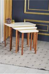 Zigon Couchtisch Holz gedrechseltes Bein Creme Quadratisch
