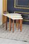 Zigon Couchtisch Holz gedrechseltes Bein Creme Quadratisch