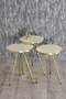 Nesting Table And Center Table Ellipse Cream Set Metal Leg Double Gold