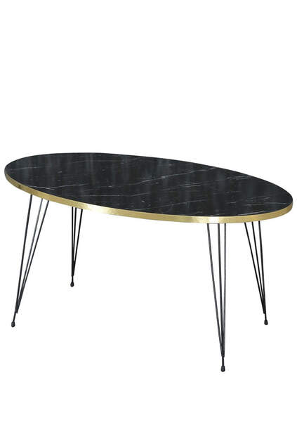 Center Table Ellipse Black Leg Gold Bendir-Draht