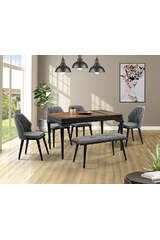 Avangard Black Table & Buse Chair & Buse Bench Set HDR1218