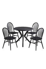 Oslo Black Marble Round Table And Chair Set FRL1036