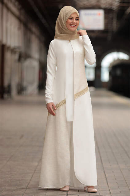 Silvery Abaya Ecru