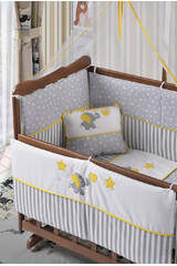 Walnut Mother's Side Crib Yellow