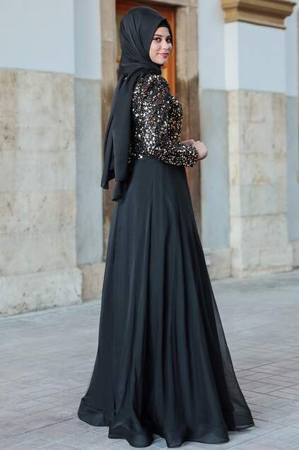 Schwarzes Isil-Abendkleid